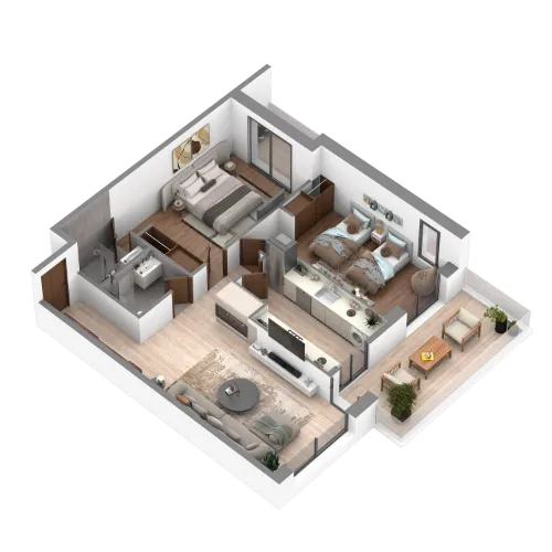 Plan appartement 3 chambres avec terrasse